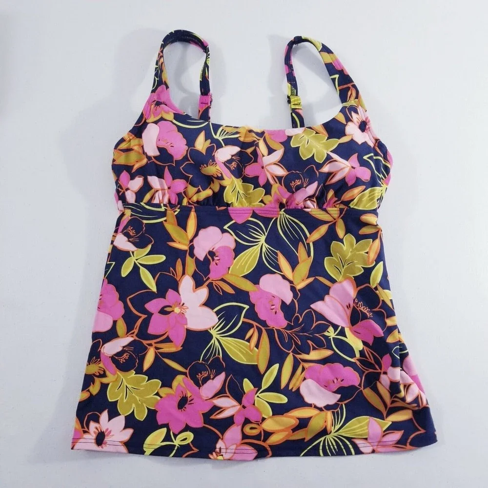 Lands End Floral Tankini Top Women Size 4